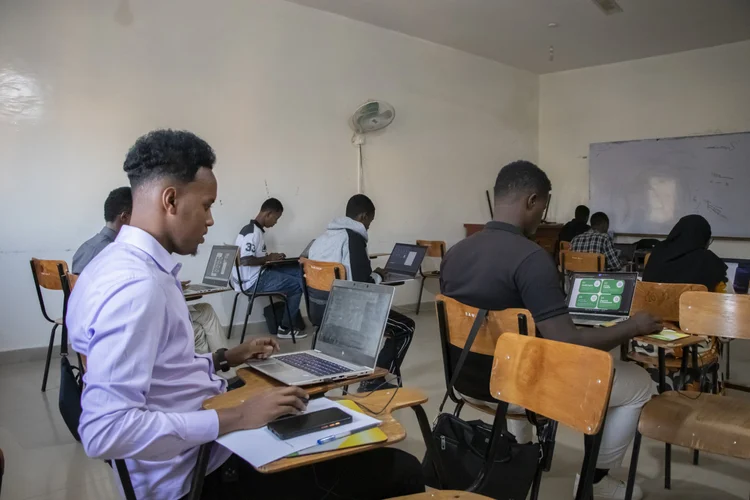 Students studying in a classroom at Edna Adan University